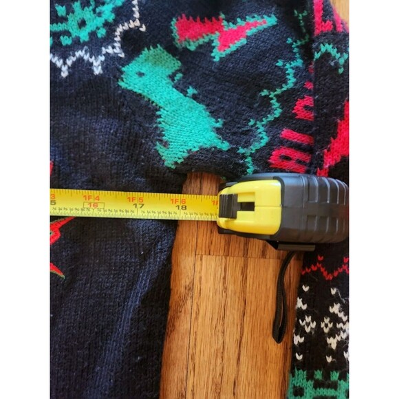 Ugly Christmas Sweater T-Rex Dinosaur With Boom Box Radio Kohl's Youth Medium M - Picture 9 of 11